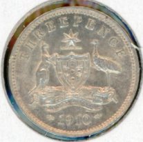 Thumbnail for 1910 Australian Threepence aUNC