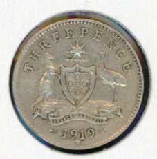 Thumbnail for 1919 George V Australian Threepence gFine