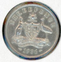 Thumbnail for 1936 Australian Threepence - EF