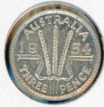 Thumbnail for 1954 Australian Threepence - aUNC