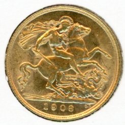 Thumbnail for 1908 UK Gold Half Sovereign