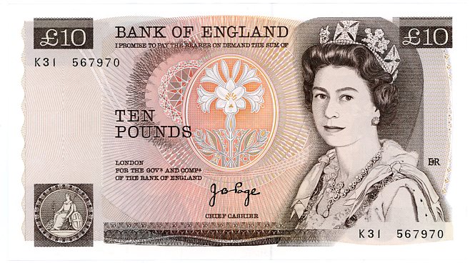 Thumbnail for 1975 Bank of England Ten Pound Note K31 567970 EF