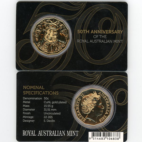 Thumbnail for 2015 50th Anniversary Of the Royal Australian Mint Gold Plated