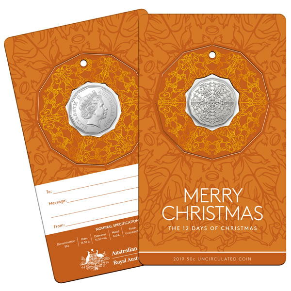Green Card 2019 Australian Christmas Decoration 50c Coin 