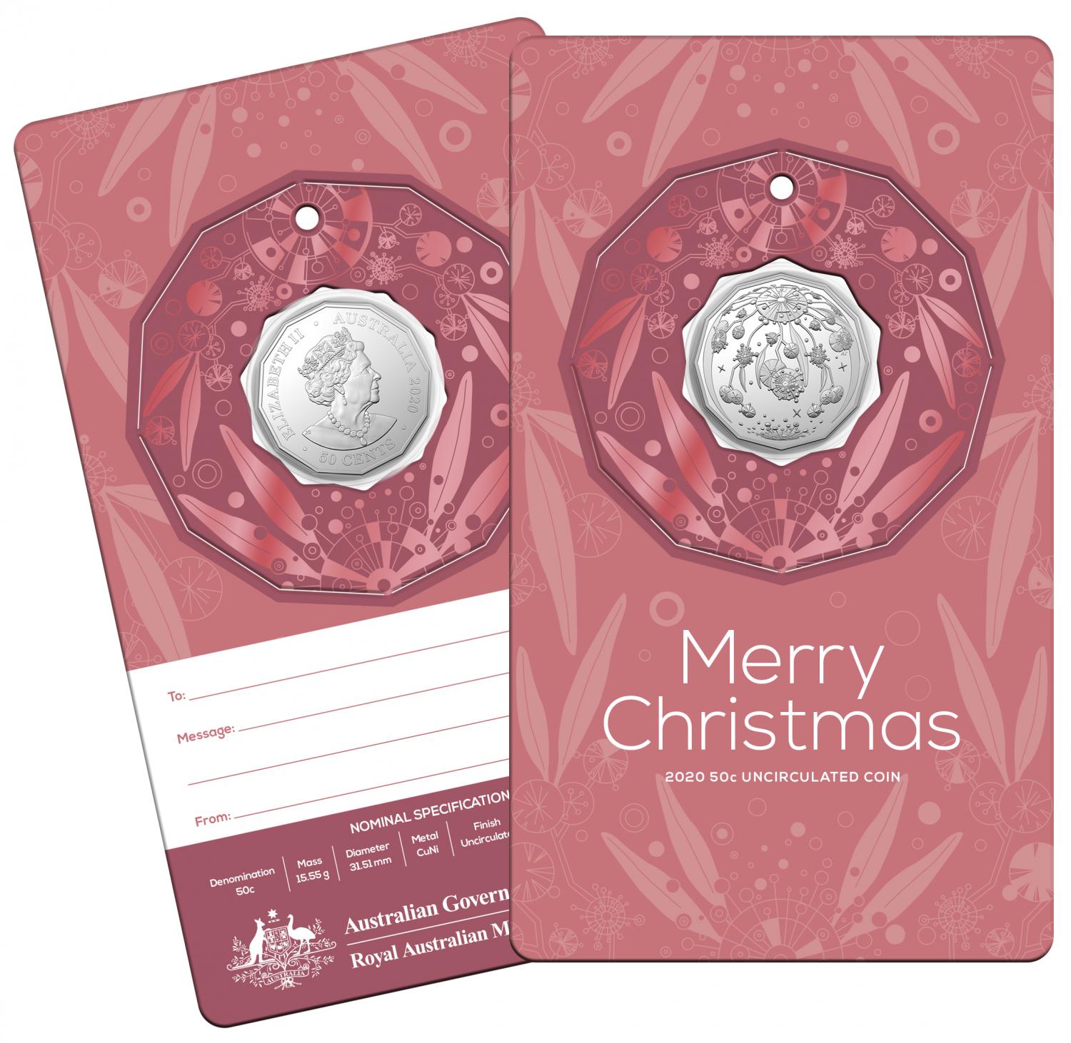 Thumbnail for 2020 Christmas .50c UNC Coin - Red Card Decoration