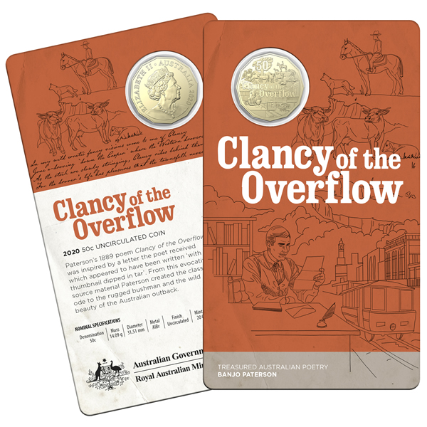 Thumbnail for 2020 50c Uncirculated Coin Treasured Australian Poetry Banjo Paterson - Clancy of the Overflow