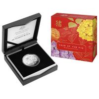 Image 1 for 2019 Five Dollar Fine Silver Proof Coin - Lunar Year of the Pig