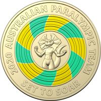 Image 1 for 2020 $2 Tokyo Paralympics AlBr Coloured UNC Coin in Folder
