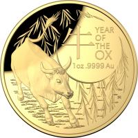 Image 2 for 2021 Lunar Year of the Ox $100 1oz Gold Proof Domed Coin 