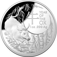 Image 2 for 2021 Lunar Year of the Ox $5 1oz Silver Proof Domed Coin