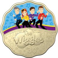 Image 1 for 2021 30¢ 30 Years of Wiggles Two coin Set AlBr Scalloped Coloured Coin