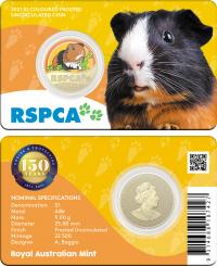 Image 1 for 2021 $1 150th Anniversary of the RSPCA  Australia - Guinea Pig on Card (Single Coin)