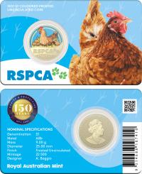 Image 1 for 2021 $1 150th Anniversary of the RSPCA Australia Layer Hen Coloured Coin on Card (Single Coin)