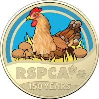 Image 2 for 2021 $1 150th Anniversary of the RSPCA Australia Layer Hen Coloured Coin on Card (Single Coin)