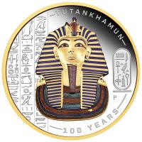 Image 1 for 2022 Tutankhamun Discovery 100 Year Anniversary 2oz Silver Proof Gilded Colored Coin