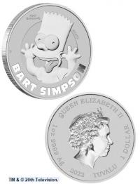 Image 3 for 2022 The Simpsons - Bart Simpson 1oz Silver Perth Mint Tuvalu $1 coin on Card