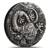 Image 1 for 2022 2oz Silver Antiqued Dragon Coin - Chinese Myths and Legends