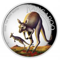 Image 2 for 2022 1oz Coloured Silver High Relief Kangaroo