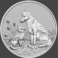 Image 1 for 2022 Mother & Baby Dingo  2oz .9999 Silver Bullion Piedfort Coin
