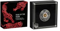 Image 3 for 2022 Year of the Tiger Rotating Bead $1 1oz Silver Antiqued Coin - Perth Mint Tuvalu Coin