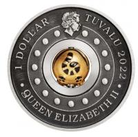 Image 2 for 2022 Year of the Tiger Rotating Bead $1 1oz Silver Antiqued Coin - Perth Mint Tuvalu Coin