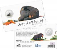 Image 1 for 2022 20 cent 20th Anniv Diary of a Wombat Coloured UNC Coin on Card