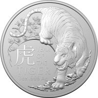 Image 1 for 2022 $1 1oz Silver Lunar Series - Year of the Tiger Royal Australian Mint Bullion Coin 
