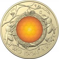Image 2 for 2022 $2.00  Australian Honey Bee 'C' Mintmark Coloured UNC Coin on card