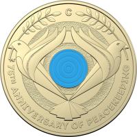 Image 2 for 2022 $2  75th Anniversary of Peacekeeping C Mintmark Coloured Uncirculated AlBr Coin on Card