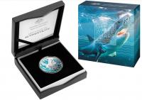 Image 1 for 2022 $5 Australia's Most Dangerous Great White Shark Coloured Silver  Proof Coin in Box