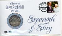 Image 1 for 2023 In Memoriam Queen Elizabeth II 1926-2022 SAtrength & Stay Postal Medallion Cover