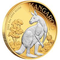 Image 1 for 2023 Australian Kangaroo 2oz Silver Proof Reverse Gilded $2 Coin