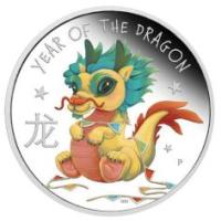 Image 1 for 2024 50 cents Baby Dragon Half Oz Silver 99.99 Proof Coloured Tuvalu Coin  (Perth Mint)