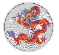 Image 3 for 2024 $1 Australian Lunar Series III Red Dragon 2024 Year of the Dragon 1oz Silver Coloured Coin in Card 