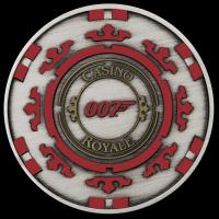 Image 2 for 2023 $1 James Bond Casino Royale Casino Chip 1oz Silver Antiqued Coloured Coin in Box