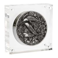 Image 6 for 2023 Koi Fish 2 Kilo Silver Antiqued High Relief Coin