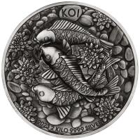 Image 2 for 2023 Koi Fish 2 Kilo Silver Antiqued High Relief Coin