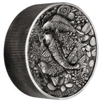 Image 1 for 2023 Koi Fish 2 Kilo Silver Antiqued High Relief Coin