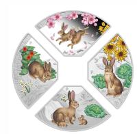 Image 3 for 2023 $1 Year of the Rabbit Quadrant 1oz Silver Proof Four Coin Set - Tuvalu