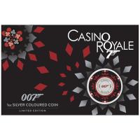 Image 1 for 2023 James Bond Casino Royale Casino Chip 1oz Silver Coloured Coin in Card