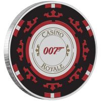 Image 2 for 2023 James Bond Casino Royale Casino Chip 1oz Silver Coloured Coin in Card