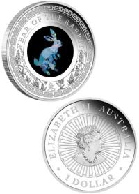 Image 3 for 2023 $1 Australian Opal Lunar Series - Year of the Rabbit 1oz Silver Proof Coin