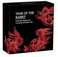 Image 4 for 2023 $1 Year of the Rabbit Rotating Charm 1oz Silver Antiqued Coin - Perth Mint