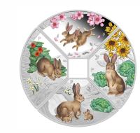 Image 2 for 2023 $1 Year of the Rabbit Quadrant 1oz Silver Proof Four Coin Set - Tuvalu