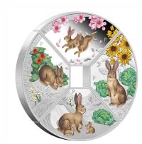 Image 1 for 2023 $1 Year of the Rabbit Quadrant 1oz Silver Proof Four Coin Set - Tuvalu