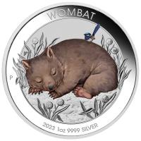 Image 2 for 2023 $1 Wombat 1oz Silver Coloured Coin on Card - Perth Mint  (Memorial Effigy)