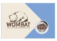 Image 1 for 2023 $1 Wombat 1oz Silver Coloured Coin on Card - Perth Mint  (Memorial Effigy)