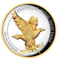 Image 5 for 2023 $2 Australian Wedge-Tailed Eagle 2oz Silver Proof High Relief Gilded Coin 
