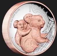 Image 3 for 2023 Australian Koala 5oz Silver Proof High Relief Gilded Coin