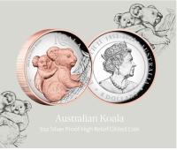 Image 2 for 2023 Australian Koala 5oz Silver Proof High Relief Gilded Coin